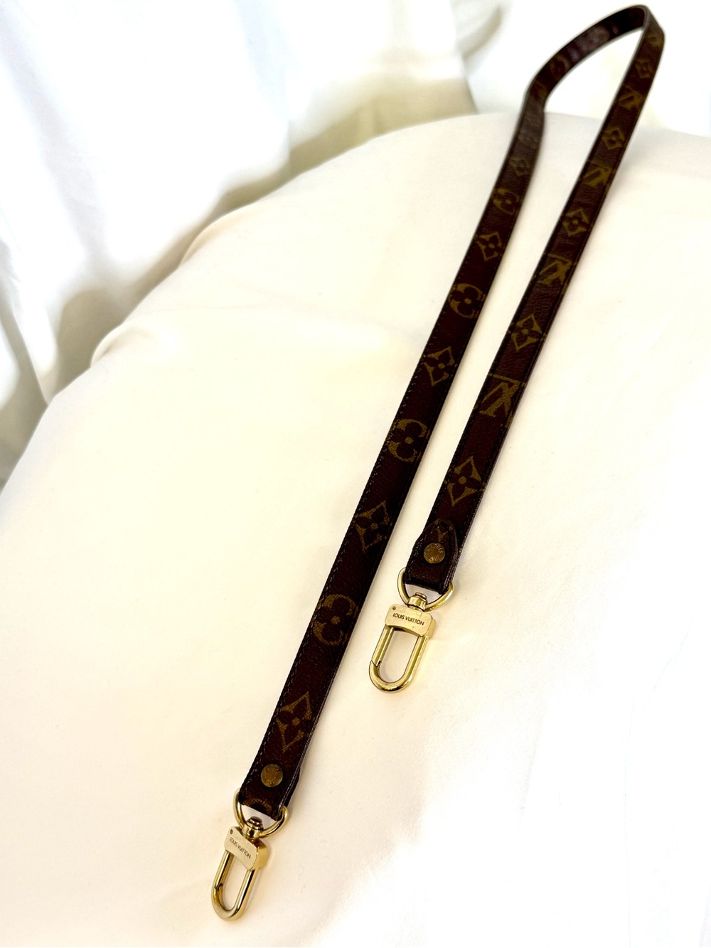 Louis Vuitton Brown Monogram Bag Strap with Gold Hardware 46”